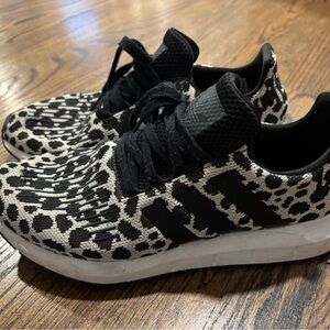 Adidas Black and White Animal Print Sneakers